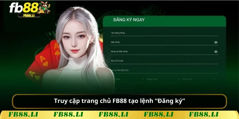 Truy cập trang chủ FB88 tạo lệnh “Đăng ký”